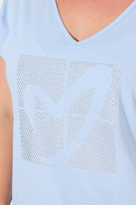 T-Shirt, A-Linie, Glitzer-Herz, Saum hinten länger