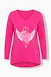 Longsleeve, A-Linie, Herz-Motiv, offenkantige Abschlüsse