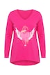 Longsleeve, A-Linie, Herz-Motiv, offenkantige Abschlüsse