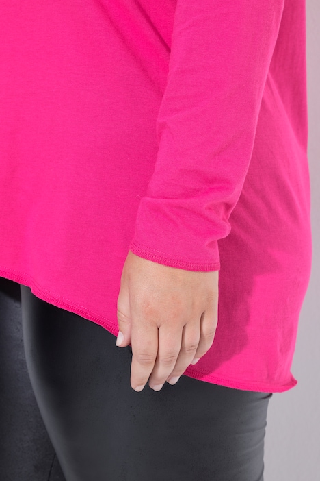 Longsleeve, A-Linie, Herz-Motiv, offenkantige Abschlüsse
