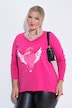 Longsleeve, A-Linie, Herz-Motiv, offenkantige Abschlüsse