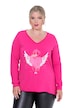 Longsleeve, A-Linie, Herz-Motiv, offenkantige Abschlüsse