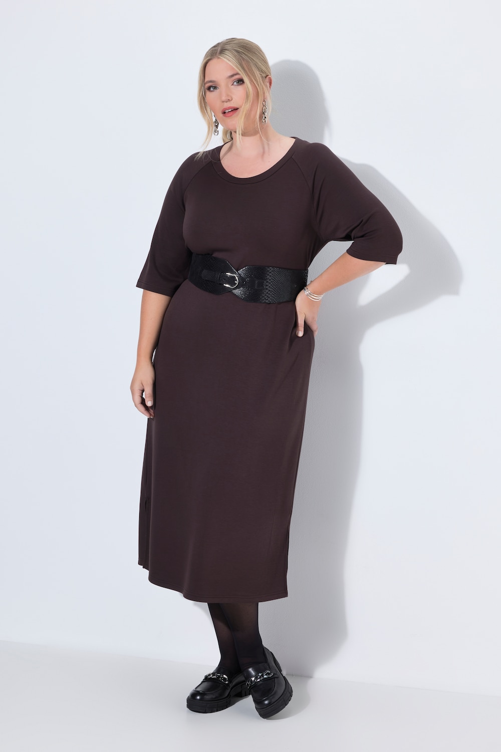 Jerseykleid, A-Linie, Modalmix-Jersey, 3/4-Ärmel