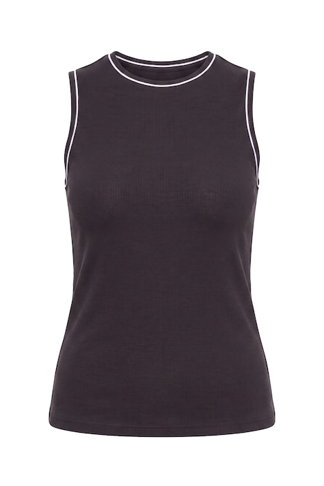 Contrast Piping Ribbed Tank Top