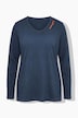 T-shirt met lange mouwen, gebreid detail, A-lijn, V-hals