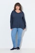 T-shirt met lange mouwen, gebreid detail, A-lijn, V-hals