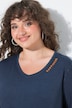 T-shirt met lange mouwen, gebreid detail, A-lijn, V-hals