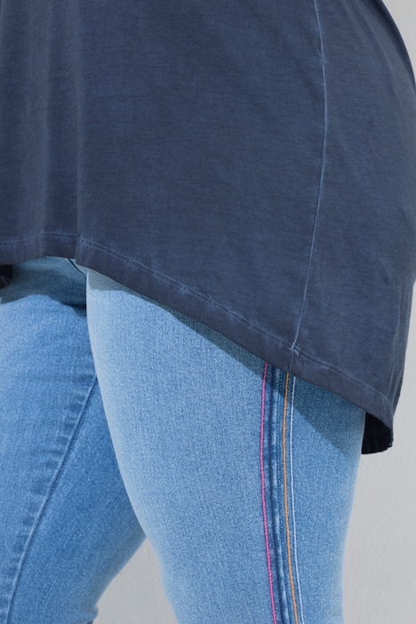 T-shirt met lange mouwen, gebreid detail, A-lijn, V-hals