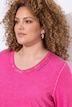T-shirt met lange mouwen, gebreid detail, A-lijn, V-hals