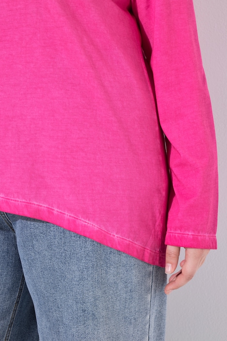 T-shirt met lange mouwen, gebreid detail, A-lijn, V-hals