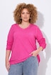 T-shirt met lange mouwen, gebreid detail, A-lijn, V-hals
