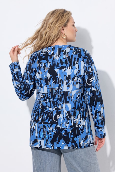 Shirt met lange mouwen, letters, A-lijn, V-hals, lange mouwen