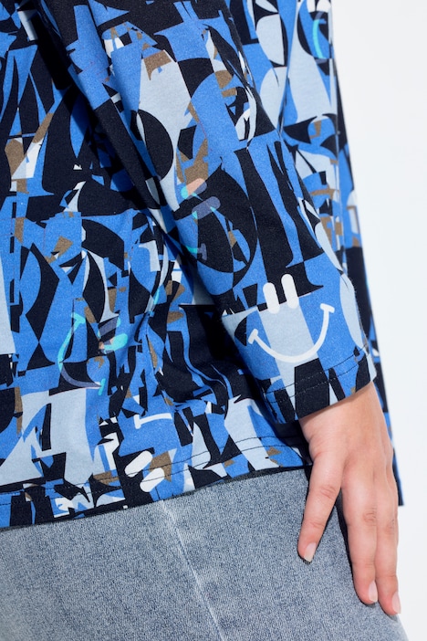 Shirt met lange mouwen, letters, A-lijn, V-hals, lange mouwen