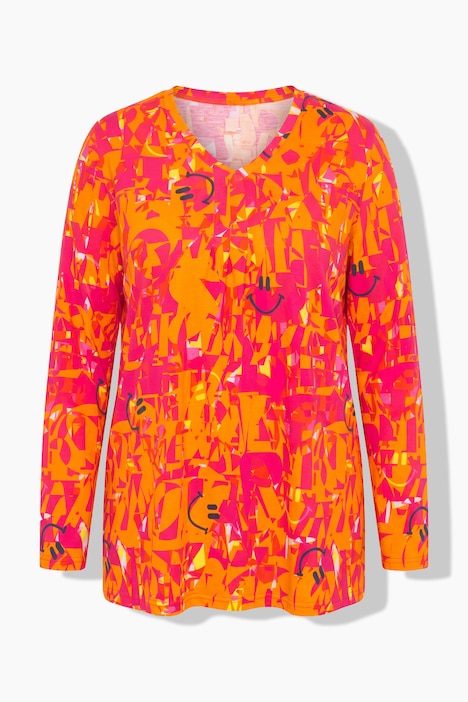 Shirt met lange mouwen, letters, A-lijn, V-hals, lange mouwen