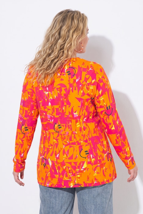 Shirt met lange mouwen, letters, A-lijn, V-hals, lange mouwen