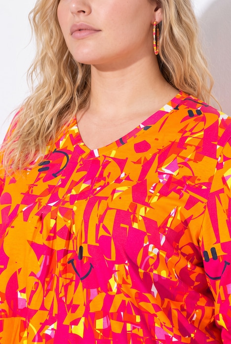 Shirt met lange mouwen, letters, A-lijn, V-hals, lange mouwen