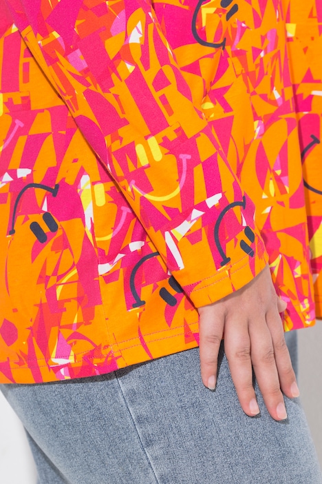 Shirt met lange mouwen, letters, A-lijn, V-hals, lange mouwen