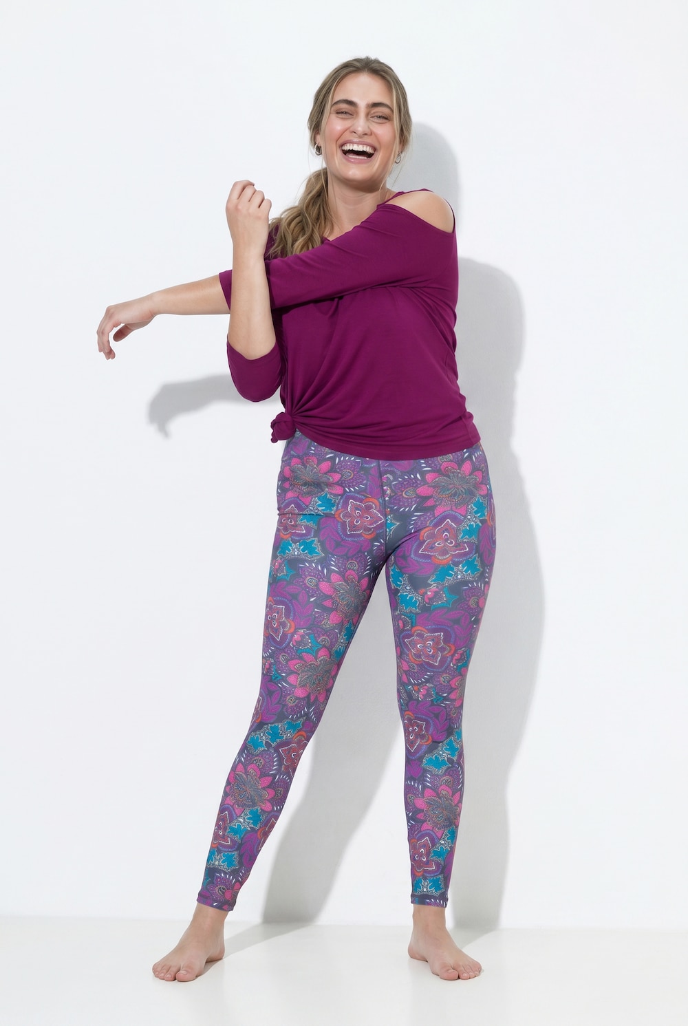 Sport-Leggings, gemustert, High Waist, Elastikbund