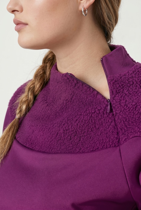 Sweatshirt, Teddyfleece, Stehkragen, Langarm, Daumenloch
