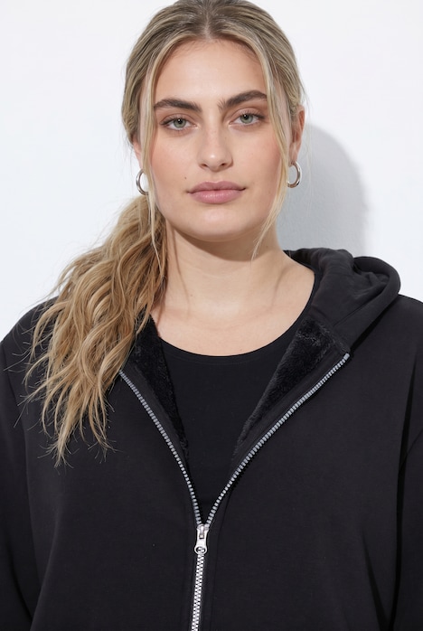 Sweatjacke, Webpelzfutter, Kapuze, Langarm
