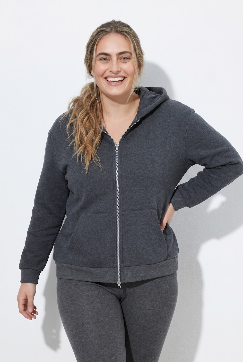 Sweatjacke, Webpelzfutter, Kapuze, Langarm