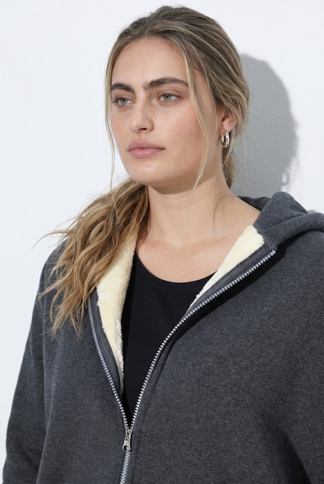 Sweatjacke, Webpelzfutter, Kapuze, Langarm