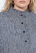 Blouse, Vichy-ruitjes, ruches, opstaande kraag, lange mouwen