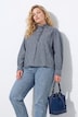 Blouse, Vichy-ruitjes, ruches, opstaande kraag, lange mouwen