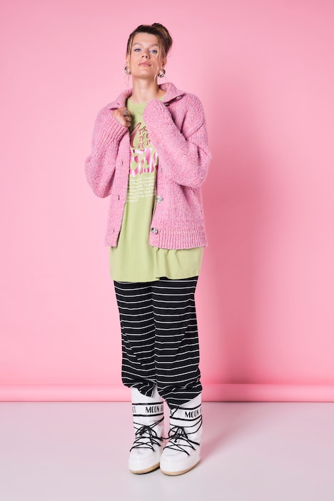 Strickjacke, oversized, Grobstrick, große Knöpfe