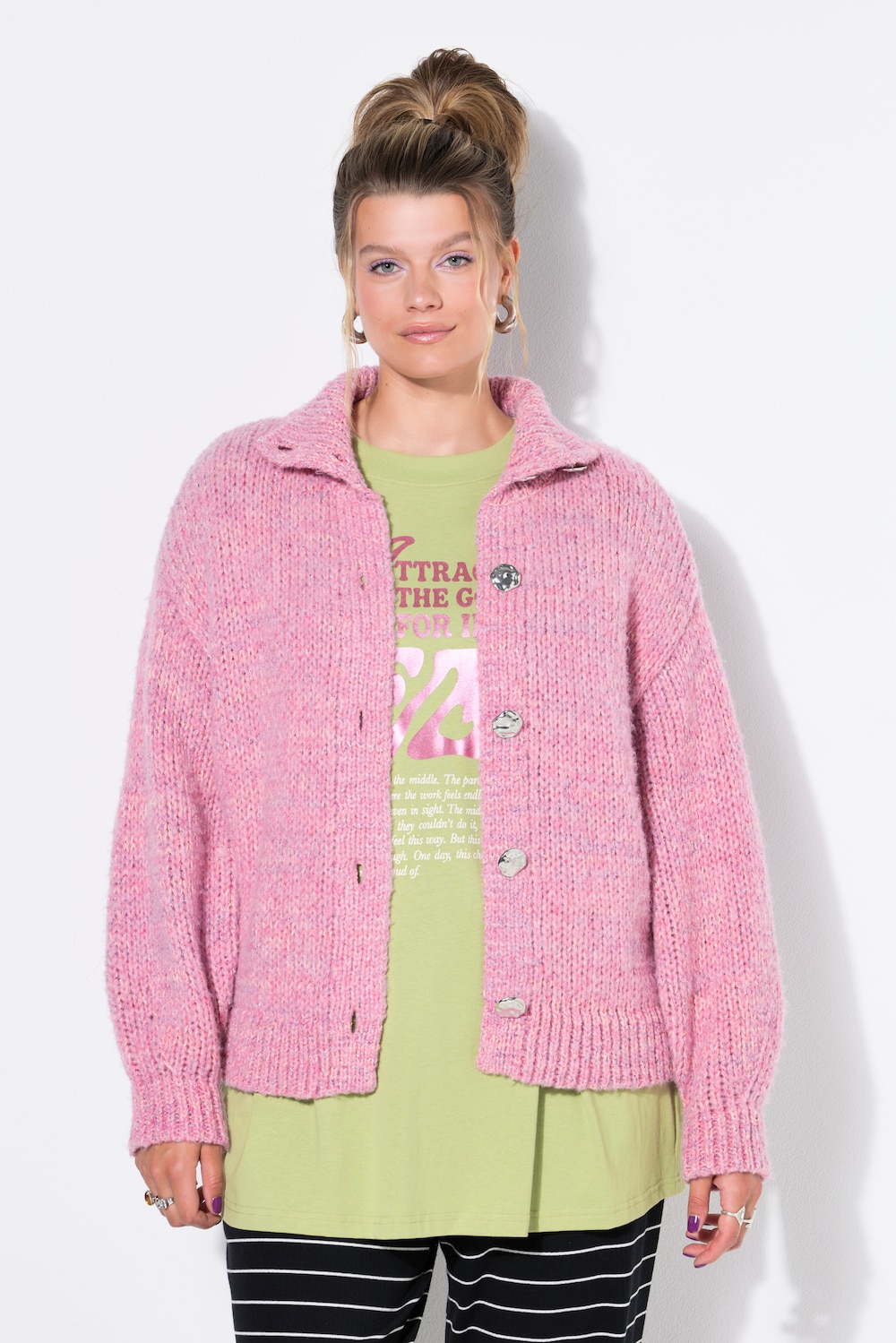 Strickjacke, oversized, Grobstrick, grosse Knöpfe