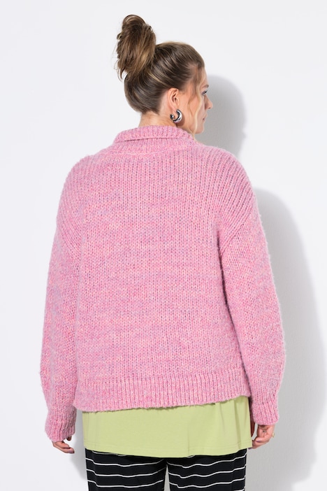 Strickjacke, oversized, Grobstrick, große Knöpfe