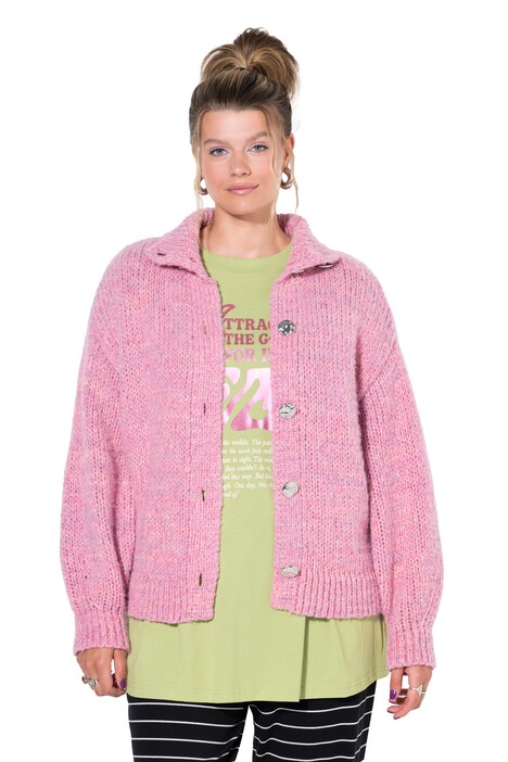 Strickjacke, oversized, Grobstrick, große Knöpfe