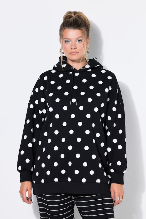 Hettegenser, oversized, genser med prikker, hette