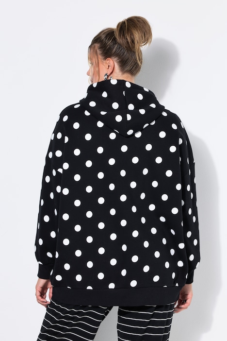 Hettegenser, oversized, genser med prikker, hette