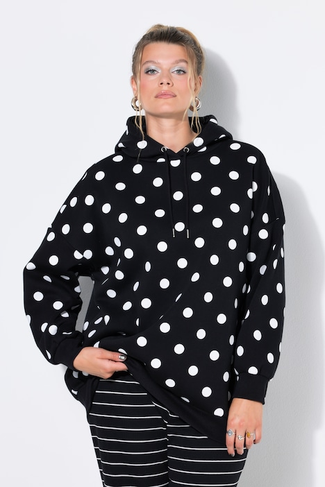 Hettegenser, oversized, genser med prikker, hette
