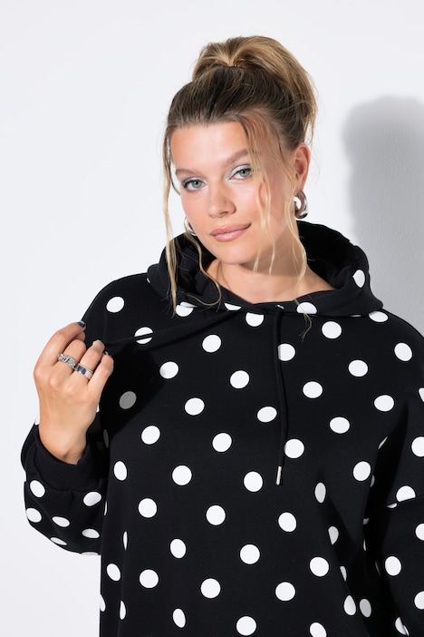 Hettegenser, oversized, genser med prikker, hette