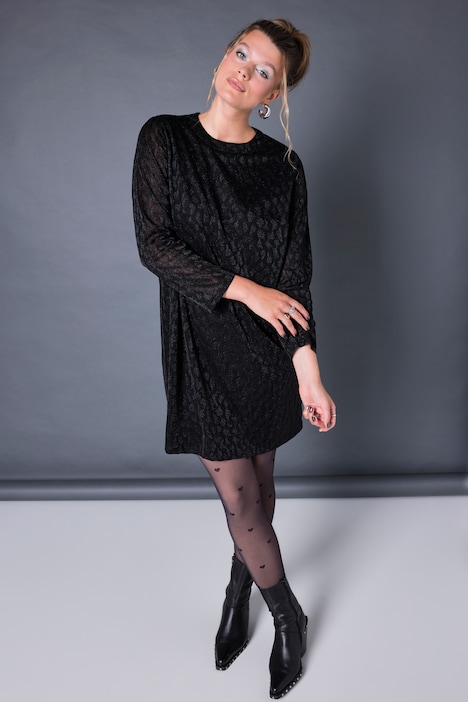 Abito dal taglio oversize in jersey operato con glitter e maniche lunghe e ampie