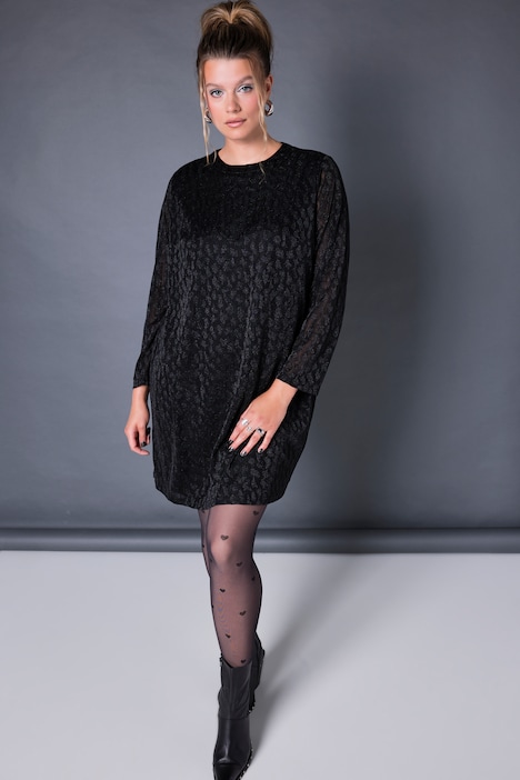 Abito dal taglio oversize in jersey operato con glitter e maniche lunghe e ampie
