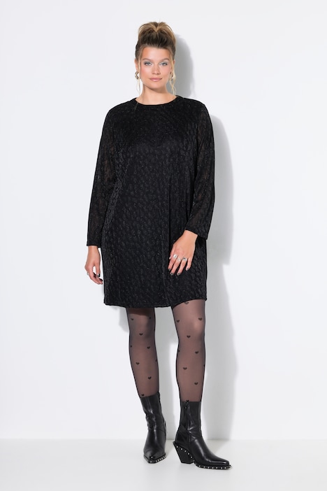 Abito dal taglio oversize in jersey operato con glitter e maniche lunghe e ampie