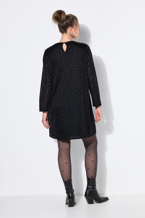 Abito dal taglio oversize in jersey operato con glitter e maniche lunghe e ampie