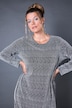 Kleid, oversized, Glitzer-Jersey, Langarm, Seitenschlitze