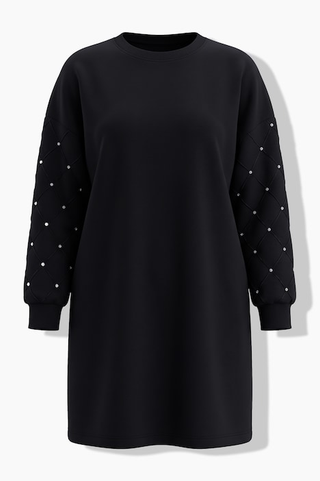 Sweatjurk, oversized, wijde lange mouwen met siersteentjes