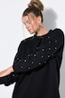 Sweatjurk, oversized, wijde lange mouwen met siersteentjes
