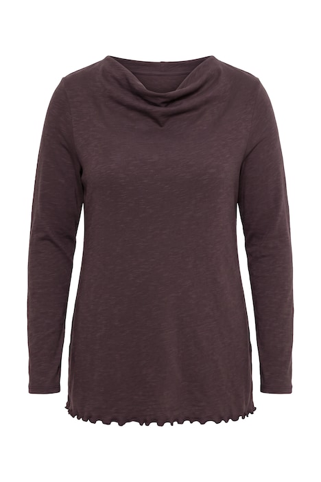 Waterfall Neckline Lettuce Hem Sweater