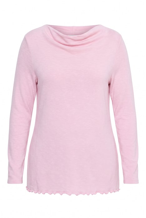 Waterfall Neckline Lettuce Hem Sweater