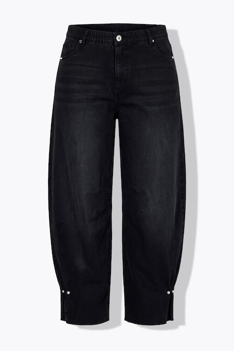 Barrel-Jeans, Balloon Legs, Zierperlen-Detail, Elastikbund