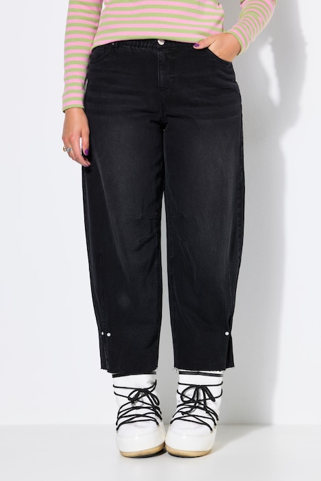 Barrel-Jeans, Balloon Legs, Zierperlen-Detail, Elastikbund