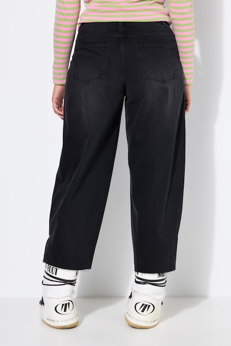 Barrel-Jeans, Balloon Legs, Zierperlen-Detail, Elastikbund