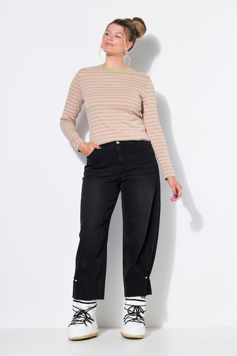 Barrel-Jeans, Balloon Legs, Zierperlen-Detail, Elastikbund