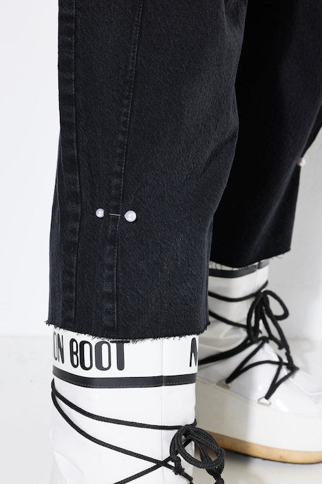 Barrel-Jeans, Balloon Legs, Zierperlen-Detail, Elastikbund